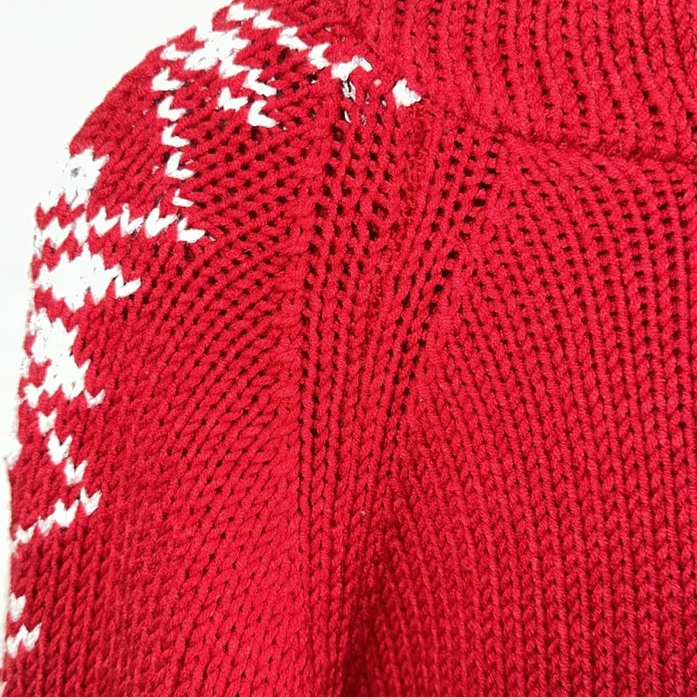 GAP KID CHRISTMAS SWEATER Hoodie KANGAROO POCKET SIZE XL (12) Red White silver